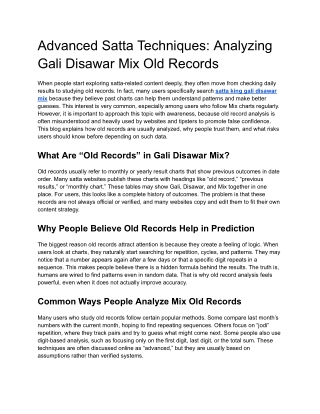 Advanced Satta Techniques_ Analyzing Gali Disawar Mix Old Records