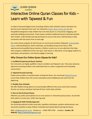 PPT - Interactive Online Quran Classes for Kids – Learn with Tajweed ...