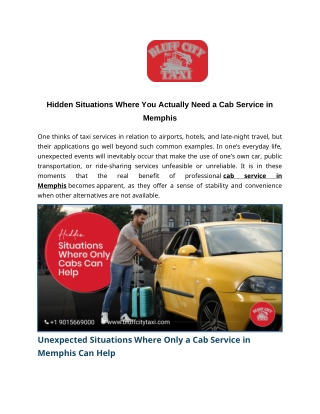 Hidden Situations Where You Actually Need a Cab Service in Memphis