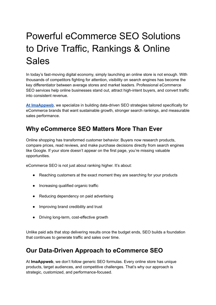 PPT - eCommerce SEO Services to Grow Online Store Traffic & Sales ...