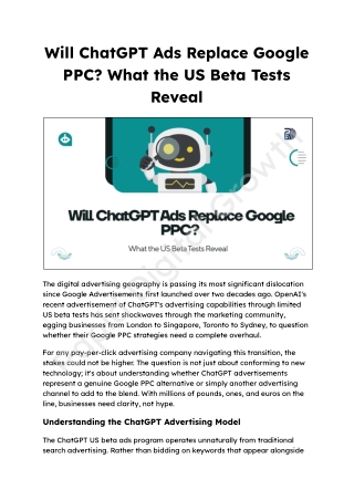 Will ChatGPT Ads Replace Google PPC? What the US Beta Tests Reveal