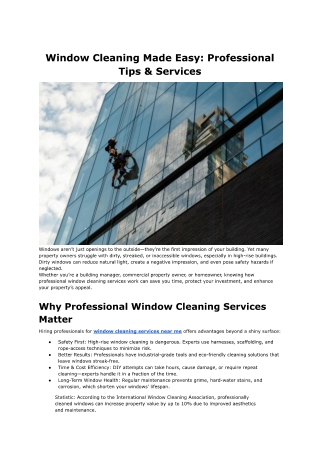 Window Cleaning Made Easy: Professional Tips & Services