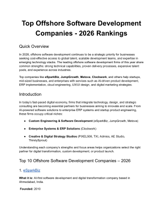Top Offshore Software Development Companies - 2026 Rankings