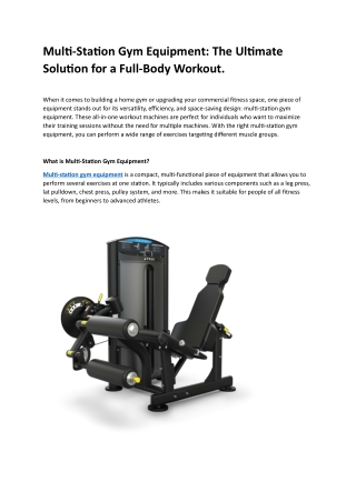 Multi-Station Gym Equipment: The Ultimate Solution for a Full-Body Workout.