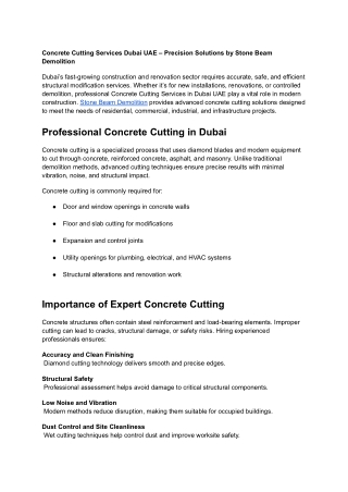 concrete cutting services dubai uae precision