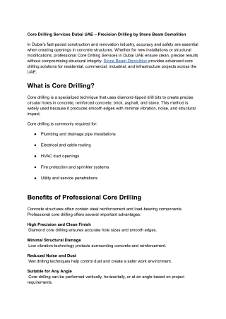 core drilling services dubai uae precision