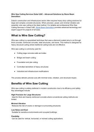 wire saw cutting services dubai uae advanced