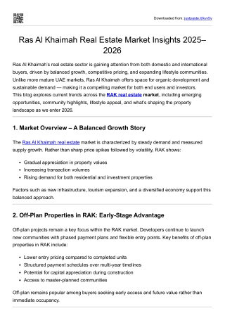 RAK Real Estate Market Insights 2025-2026