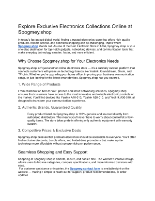 Explore Exclusive Electronics Collections Online at Spogmey.shop