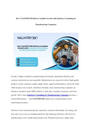 Salesforce Consulting for Manufacturing Companies
