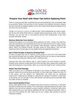 Prepare Your Roof with these Tips before Applying Paint