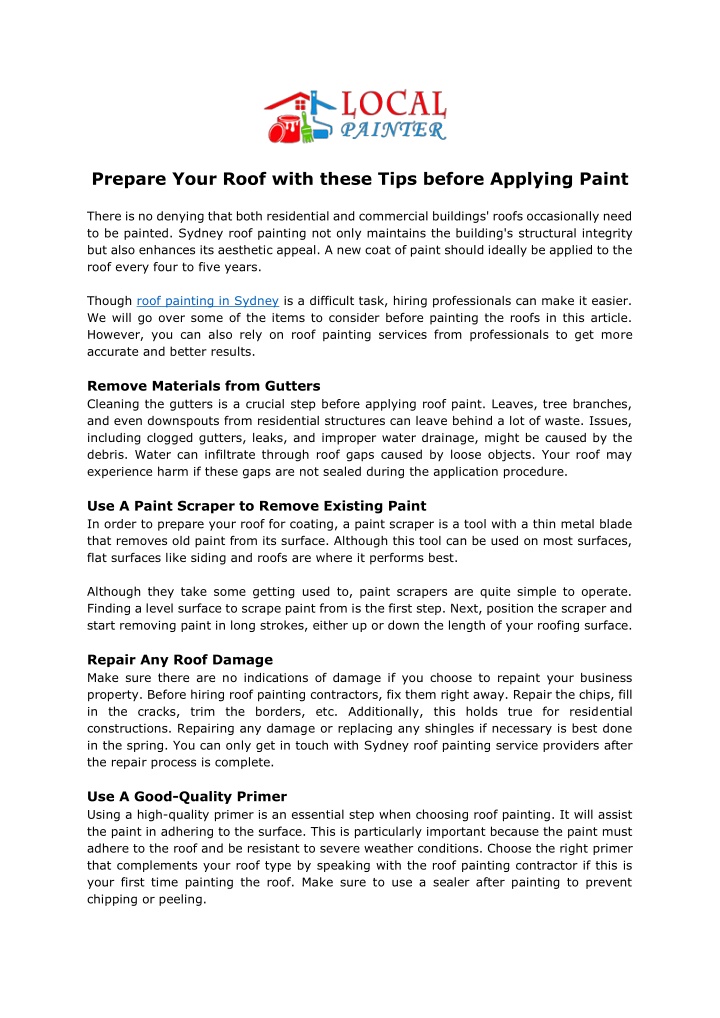 PPT - Prepare Your Roof with these Tips before Applying Paint ...