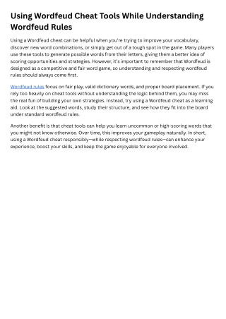 Using Wordfeud Cheat Tools While Understanding Wordfeud Rules