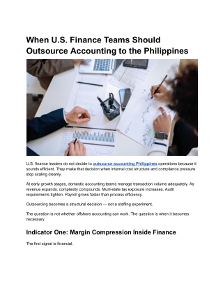 When U.S. Finance Teams Should Outsource Accounting to the Philippines