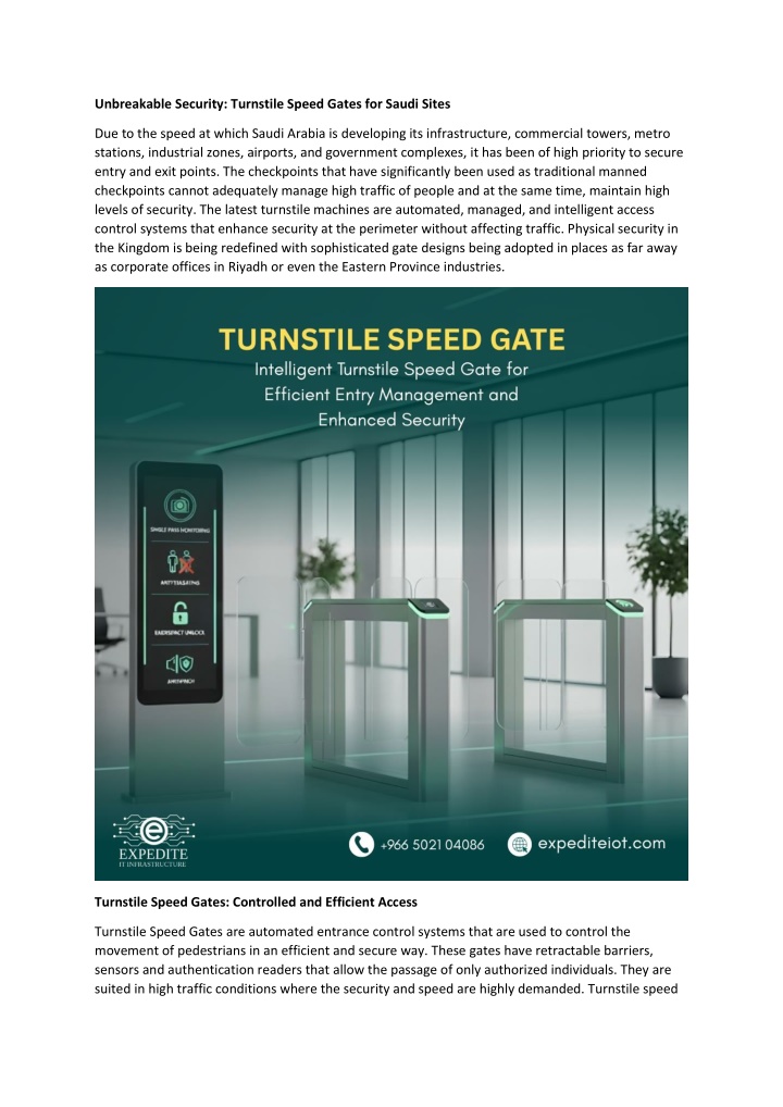 PPT - Unbreakable Security- Turnstile Speed Gates for Saudi Sites ...
