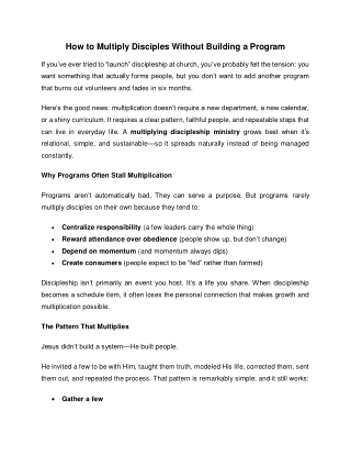 How to Multiply Disciples Without Building a Program