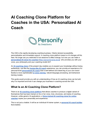 AI Coaching Clone Platform for Coaches in the USA_ Personalized AI Coach