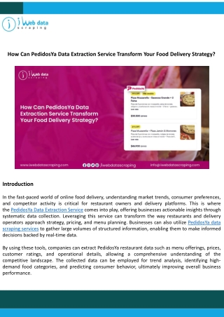 Transform Food Delivery Strategy with PedidosYa Data Extraction Service