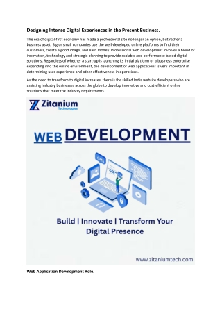 Designing Intense Digital Experiences in the Present Business