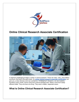 Online Clinical Research Associate Certification