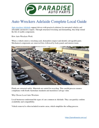 Auto Wreckers Adelaide Complete Local Guide