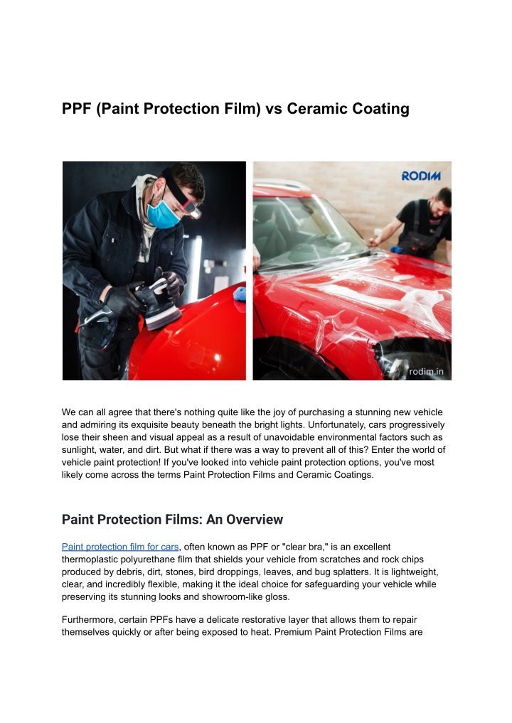 PPT - PPF (Paint Protection Film) vs Ceramic Coating PowerPoint ...