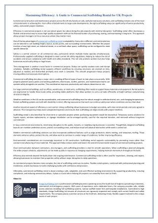 Maximising Efficiency - A Guide to Commercial Scaffolding Rental for UK Projects