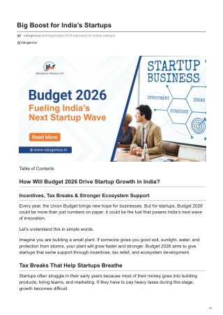 valugenius.in-Big Boost for Indias Startups