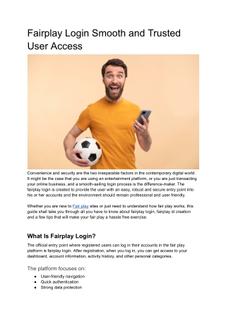 Fairplay Login Smooth and Trusted User Access