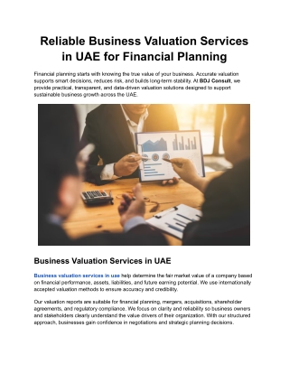 Reliable Business Valuation Services in UAE for Financial Planning