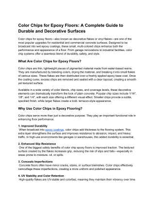 Color Chips for Epoxy Floors_ A Complete Guide to Durable and Decorative Surfaces