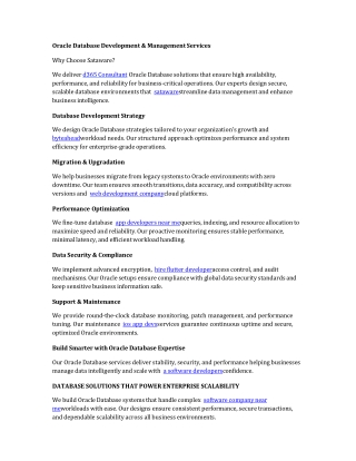 Oracle Database Development & Management Services