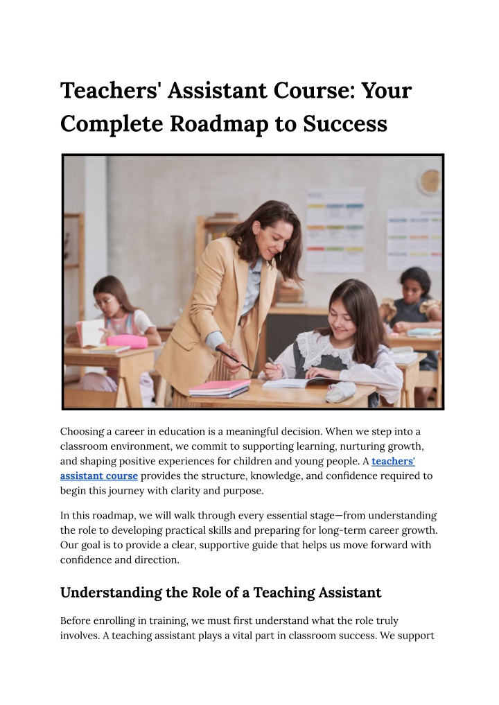 Assistant Instructor Basic Course PPT - Teachers Assistant Course: Build Skills for Success PowerPoint ...
