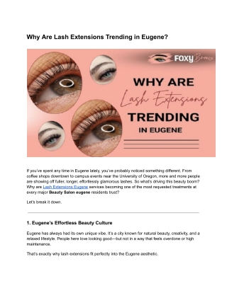 Why Are Lash Extensions Trending in Eugene