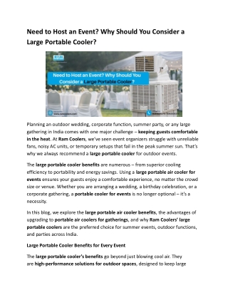 Need to Host an Event? Why Should You Consider a Large Portable Cooler?