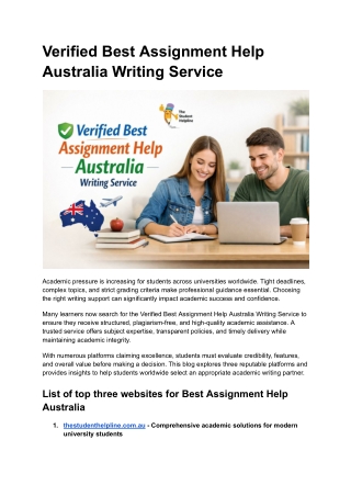 Verified Best Assignment Help Australia Writing Service