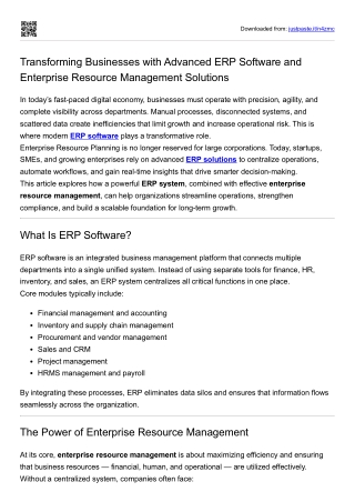 Advanced ERP Software & Enterprise Resource Management Solutions for Business