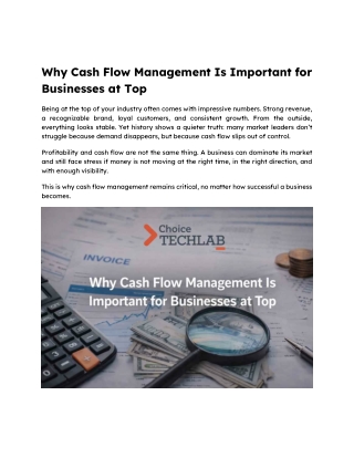 Why Cash Flow Management Is Important for Businesses at Top