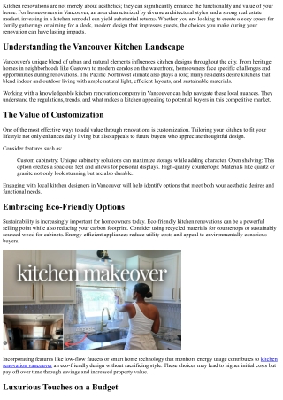 Creative Kitchen Renovation Ideas that Add Value to Your Vancouver Home
