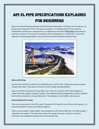 API 5L Pipe Specifications Explained for Beginners