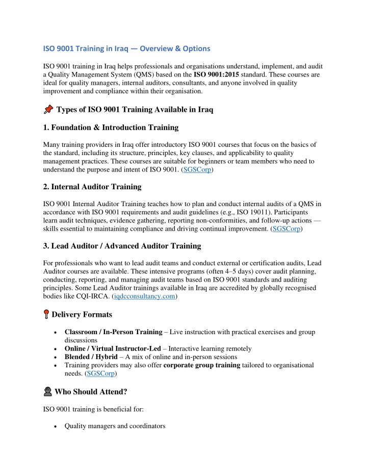 PPT - ISO 9001 Training in Iraq PowerPoint Presentation, free download ...