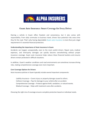 Guam Auto Insurance_ Reliable Protection for Every Driver