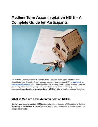 Medium Term Accommodation NDIS – A Complete Guide for Participants