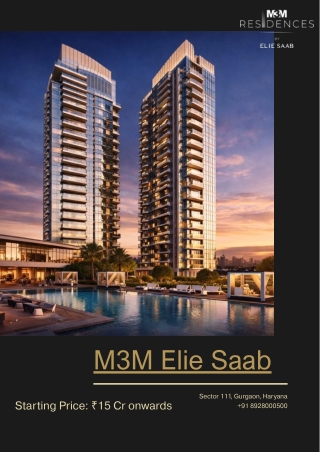 M3M Elie Saab Price, Floor Plan & Brochure - Sector 111 Gurgaon