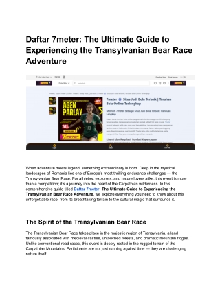 Daftar 7meter_ The Ultimate Guide to Experiencing the Transylvanian Bear Race Adventure