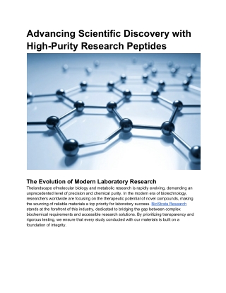 Advancing Scientific Discovery with High-Purity Research Peptides