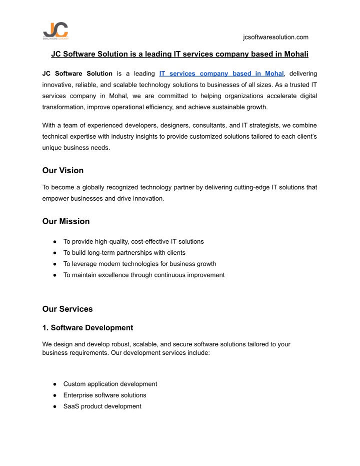 PPT - JC Software Solution is a leading IT services company based in ...
