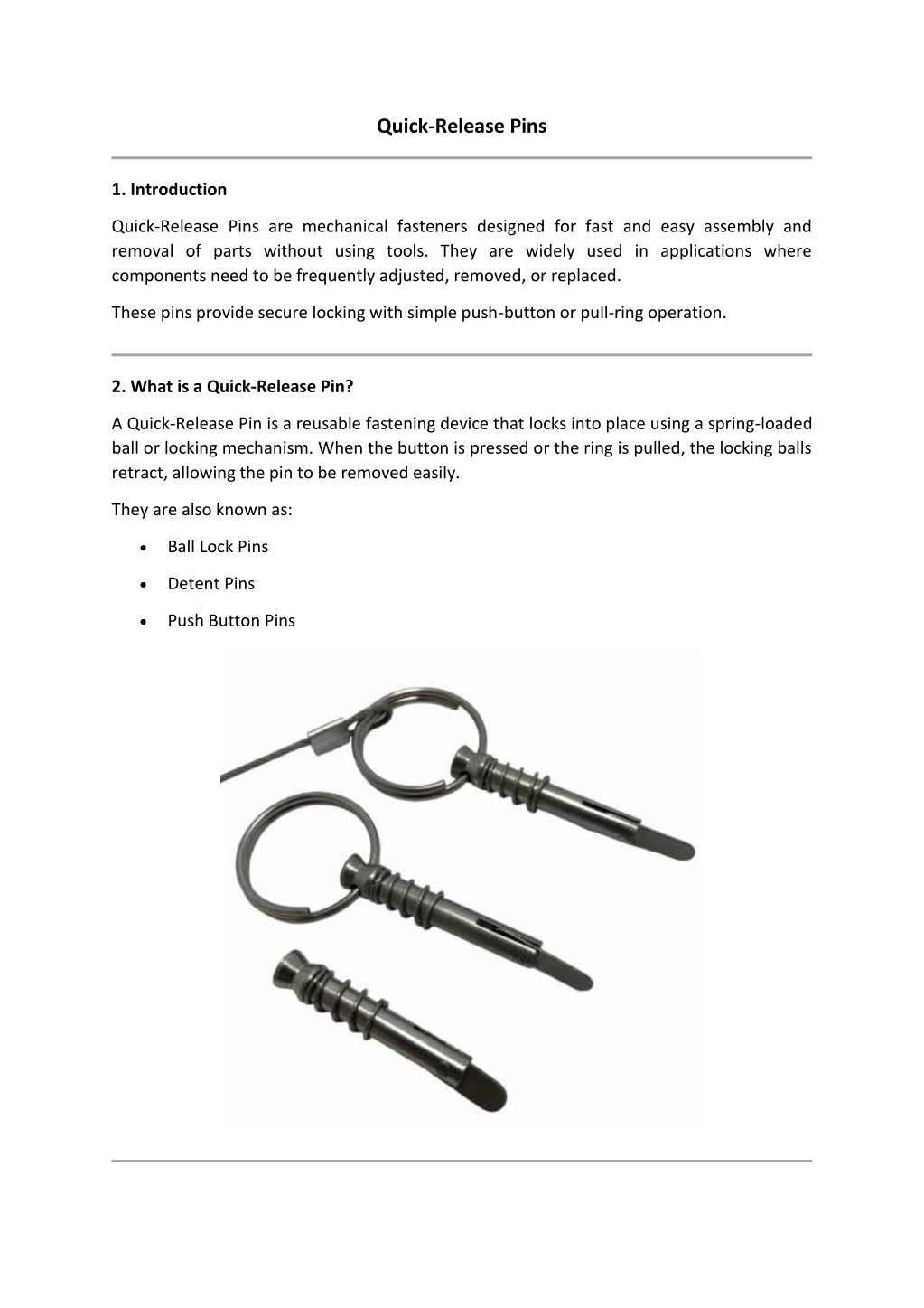 Quick Reelease Pin PPT - Quick-Release Pins PowerPoint Presentation, free download - ID ...