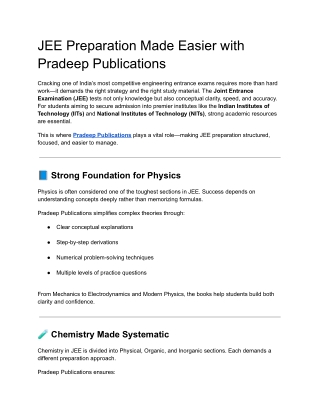 JEE Preparation Made Easier with Pradeep Publications