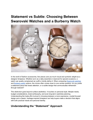 Statement vs Subtle: Choosing Between Swarovski Watches and a Burberry Watch